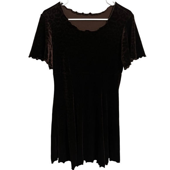 CDC Dresses & Skirts - CDC‎ Petites Caren Desiree Company Soft Brown Velour Animal Print Dress Size 8